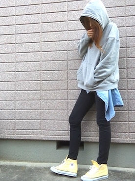 「CONVERSE（コンバース）のALL STAR INHEEL HI/オールスター　インヒール　HI（スニーカー）」を使った、みちるさん（レディース・165cm）の冬コーディネート