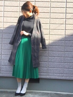 「AMERICAN HOLIC（アメリカンホリック）のプリーツロングスカート（スカート）」を使った、みちるさん（レディース・165cm）の冬コーディネート