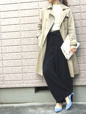 「NATURAL BEAUTY BASIC（ナチュラルビューティーベーシック）のアイテム（トレンチコート）」を使った、みちるさん（レディース・165cm）の冬コーディネート