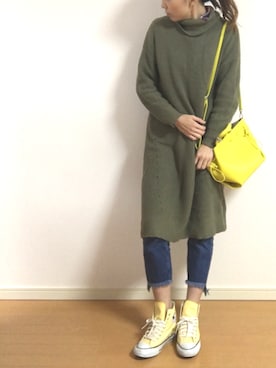 「CONVERSE（コンバース）のALL STAR INHEEL HI/オールスター　インヒール　HI（スニーカー）」を使った、みちるさん（レディース・165cm）の春コーディネート