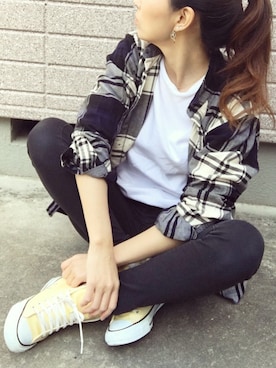 「CONVERSE（コンバース）のALL STAR INHEEL HI/オールスター　インヒール　HI（スニーカー）」を使った、みちるさん（レディース・165cm）の春コーディネート