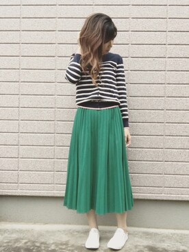 「AMERICAN HOLIC（アメリカンホリック）のプリーツロングスカート（スカート）」を使った、みちるさん（レディース・165cm）の春コーディネート