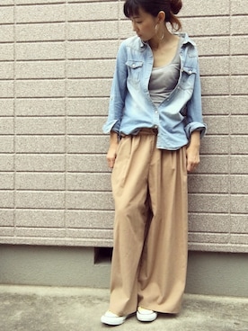 「M.deux（エムドゥ）のアイテム（トップス）」を使った、みちるさん（レディース・165cm）の夏コーディネート