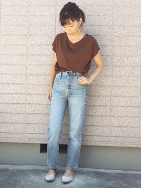 「ハイウエストストレートジーンズ」｜みちるさん（レディース・165cm）の夏コーディネート
