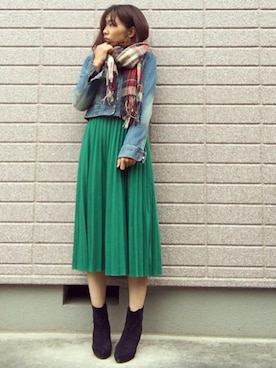 「AMERICAN HOLIC（アメリカンホリック）のプリーツロングスカート（スカート）」を使った、みちるさん（レディース・165cm）の秋コーディネート