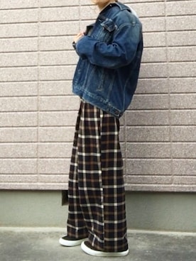 「だぼだぼ」｜「アイテム（デニムジャケット）」を使った、みちるさん（レディース・165cm）の秋コーディネート