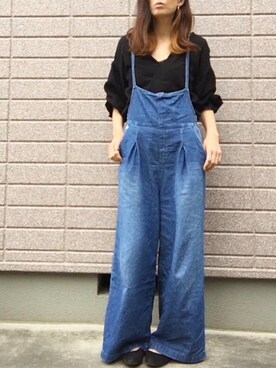 「AMERICAN HOLIC（アメリカンホリック）のエプロンサロペット（サロペット/オーバーオール）」を使った、みちるさん（レディース・165cm）の春コーディネート