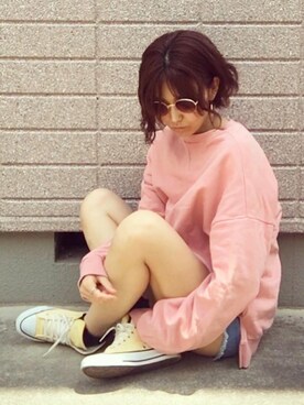 「CONVERSE（コンバース）のALL STAR INHEEL HI/オールスター　インヒール　HI（スニーカー）」を使った、みちるさん（レディース・165cm）の春コーディネート