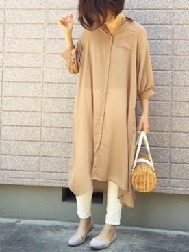 「rps（アールピーエス）のアイテム（シャツワンピース）」を使った、みちるさん（レディース・165cm）の夏コーディネート