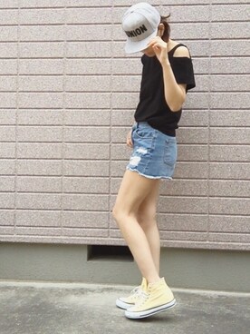 「CONVERSE（コンバース）のALL STAR INHEEL HI/オールスター　インヒール　HI（スニーカー）」を使った、みちるさん（レディース・165cm）の夏コーディネート