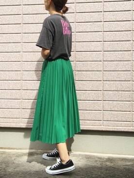 「AMERICAN HOLIC（アメリカンホリック）のプリーツロングスカート（スカート）」を使った、みちるさん（レディース・165cm）の夏コーディネート