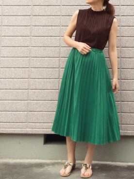 「AMERICAN HOLIC（アメリカンホリック）のプリーツロングスカート（スカート）」を使った、みちるさん（レディース・165cm）の夏コーディネート