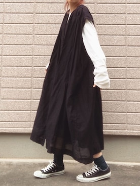 「rps（アールピーエス）のアイテム（シャツワンピース）」を使った、みちるさん（レディース・165cm）の秋コーディネート