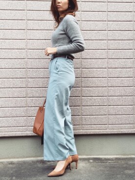 「UNIQLO（ユニクロ）のエクストラファインメリノリブタートルネックセーター（長袖）（ニット/セーター）」を使った、みちるさん（レディース・165cm）の冬コーディネート