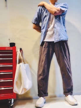 「SHIPS JET BLUE（シップスジェットブルー）のアイテム（シャツ/ブラウス）」を使った、たもっち🍷さん（メンズ・167cm）の秋コーディネート