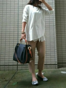 「ハラコパンプス」｜parcaさん（レディース・154cm）の夏コーディネート
