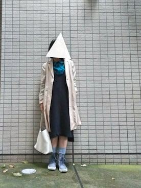 「黒ワンピ」｜「アイテム（その他アウター）」を使った、parcaさん（レディース・154cm）の秋コーディネート