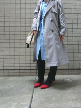 「赤い靴」｜「アイテム（トレンチコート）」を使った、parcaさん（レディース・154cm）の春コーディネート