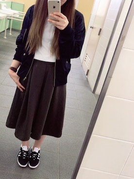 「GU（ジーユー）の（GU）ポンチガウチョパンツ（パンツ、グリーン系）」を使った、なあなさん（レディース・152cm）の夏コーディネート