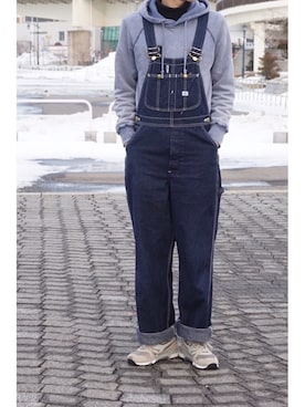 「アイテム（オールインワン・サロペット）」を使った、陈百万さん（メンズ・174cm）の冬コーディネート