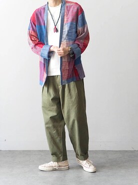 「daily look」｜「アイテム（ノーカラージャケット）」を使った、陈百万さん（メンズ・175cm）の夏コーディネート