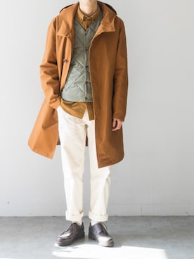 「黒パンツ」｜「アイテム（モッズコート）」を使った、陈百万さん（メンズ・175cm）の冬コーディネート