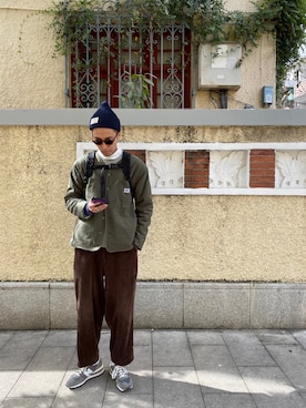 「daily look」｜「アイテム（ノーカラージャケット）」を使った、陈百万さん（メンズ・175cm）の冬コーディネート