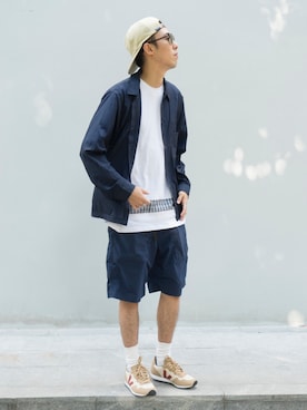 「blue」｜「アイテム（ジャケット/アウター）」を使った、陈百万さん（メンズ・173cm）の春コーディネート