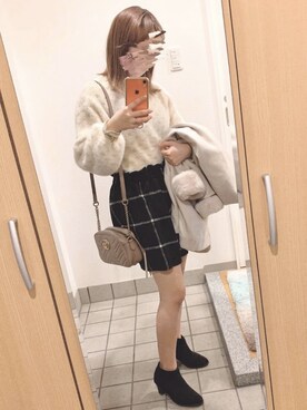 「RANDA」｜「アイテム（その他アウター）」を使った、SminoAkariさん（レディース・152cm）の冬コーディネート