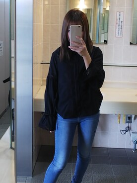 「AZUL by moussy（アズールバイマウジー）のA PERFECT DENIM COOL/A パーフェクトデニムクール（デニムパンツ）」を使った、ayaさん（レディース・149cm）の秋コーディネート