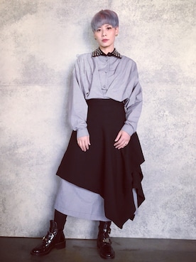 「JW Anderson（ジェイダブリューアンダーソン）のアイテム（スカート）」を使った、Joycechangさん（レディース・163cm）の冬コーディネート