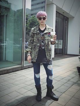 「FOREVER 21（フォーエバー トゥエンティーワン）のアイテム（ミリタリージャケット）」を使った、Joycechangさん（レディース・163cm）の夏コーディネート