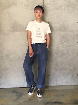 「STELLA McCARTNEY（ステラマッカートニー）のアイテム（ローファー）」を使った、Joycechangさん（レディース・163cm）の夏コーディネート