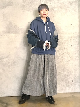 「G.V.G.V.（ジーヴィージーヴィー）のアイテム（デニムジャケット）」を使った、Joycechangさん（レディース・163cm）の冬コーディネート