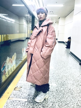 「WINTER STYLE」｜「アイテム（ダウンジャケット/コート）」を使った、Joycechangさん（レディース・163cm）の冬コーディネート