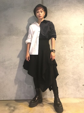 「JW Anderson（ジェイダブリューアンダーソン）のアイテム（スカート）」を使った、Joycechangさん（レディース・163cm）の秋コーディネート
