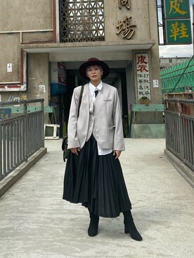 「blazer」｜「アイテム（帽子）」を使った、Joycechangさん（レディース・163cm）の冬コーディネート