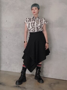 「JW Anderson（ジェイダブリューアンダーソン）のアイテム（スカート）」を使った、Joycechangさん（レディース・163cm）の夏コーディネート