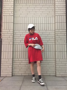 「FILA（フィラ）のアイテム（ワンピース/ドレス）」を使った、marinoさん（レディース・160cm）の春コーディネート