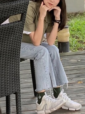 「UNKNOWN.（アンノウン）のアイテム（パンツ）」を使った、Yaya🖤さん（レディース・156cm）の秋コーディネート