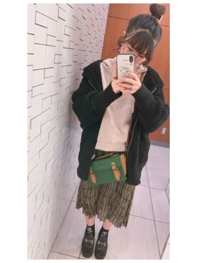 「JEANASIS（ジーナシス）のアイテム（ジャケット/アウター、ブラック系）」を使った、루리(RURI)さん（レディース・148cm）の冬コーディネート