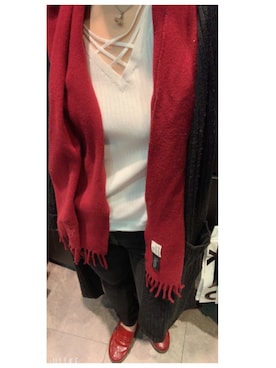 「cookjeansのアイテム（ニット/セーター、ホワイト系）」を使った、루리(RURI)さん（レディース・148cm）の冬コーディネート