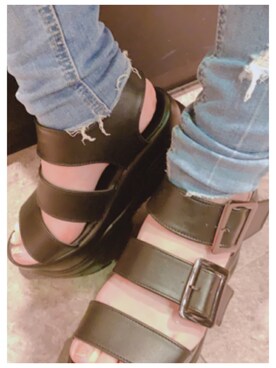 「EMODA（エモダ）のアンダーラインクラッシュジャストウエストパギンス（デニムパンツ、ブルー系）」を使った、루리(RURI)さん（レディース・148cm）の秋コーディネート