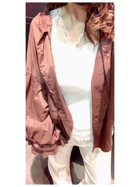 「apres jour（アプレジュール）のレースリブタンク【ZOZOTOWN限定アイテム】（タンクトップ、ベージュ系）」を使った、루리(RURI)さん（レディース・148cm）の秋コーディネート