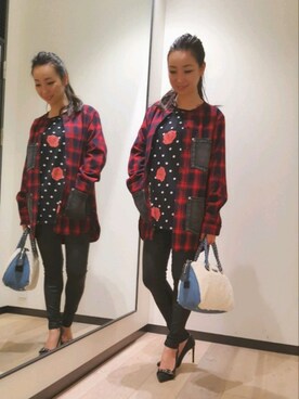 「DIESEL（ディーゼル）のアイテム（ノーカラージャケット）」を使った、YUIさん（レディース・160cm）の秋コーディネート