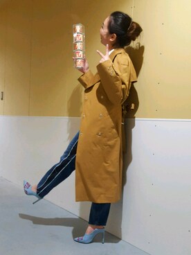 「ディーゼル」｜「アイテム（トレンチコート）」を使った、YUIさん（レディース・160cm）の冬コーディネート
