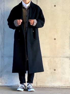 「リング」｜「アイテム（チェスターコート）」を使った、ソラさん（メンズ・174cm）の冬コーディネート