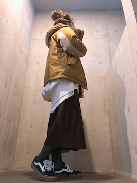 「vans」｜「アイテム（ダウンジャケット/コート）」を使った、waonwaさん（レディース・153cm）の冬コーディネート