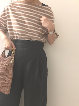 「Daniel Wellington（ダニエルウェリントン）の【Daniel Wellington】レザーバンド３６ＭＭ（アナログ腕時計）」を使った、りりさん（レディース・157cm）の夏コーディネート