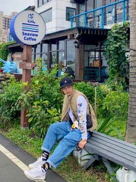 「H&M（エイチ・アンド・エム）のアイテム（その他トップス）」を使った、小明さん（メンズ・177cm）の春コーディネート